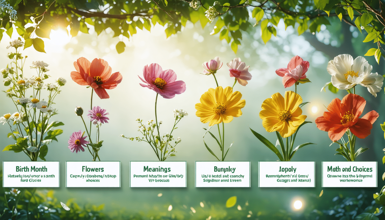 découvrez les significations des fleurs de naissance et choisissez la fleur parfaite selon le mois de naissance. explorez les attributs symboliques et les bienfaits de chaque fleur pour un cadeau personnalisé ou une décoration florale unique.