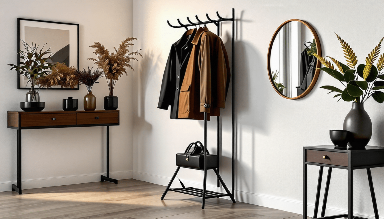 découvrez notre collection de porte-manteaux sur pied alliant praticité et esthétisme. transformez votre entrée en un espace accueillant tout en bénéficiant d'un rangement fonctionnel. explorez des designs variés qui s'adaptent à tous les styles d'intérieur.