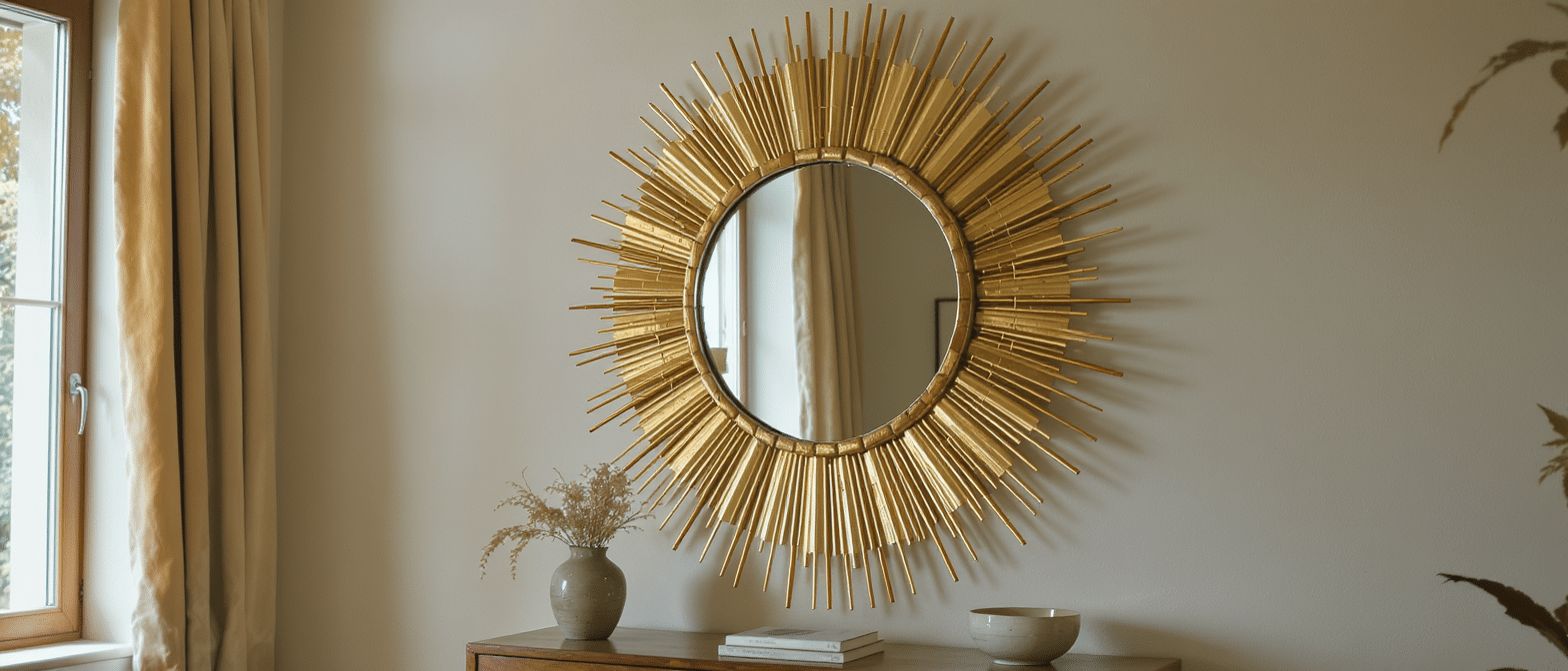 découvrez le miroir soleil chaty vallauris, une pièce emblématique qui apporte éclat et élégance à votre intérieur. sublimez votre décoration avec ce design unique et lumineux.