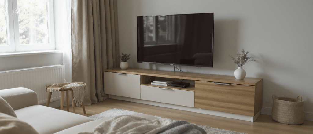 découvrez comment un meuble tv d’angle allie design et praticité pour optimiser l'espace de votre salon avec style et fonctionnalité.