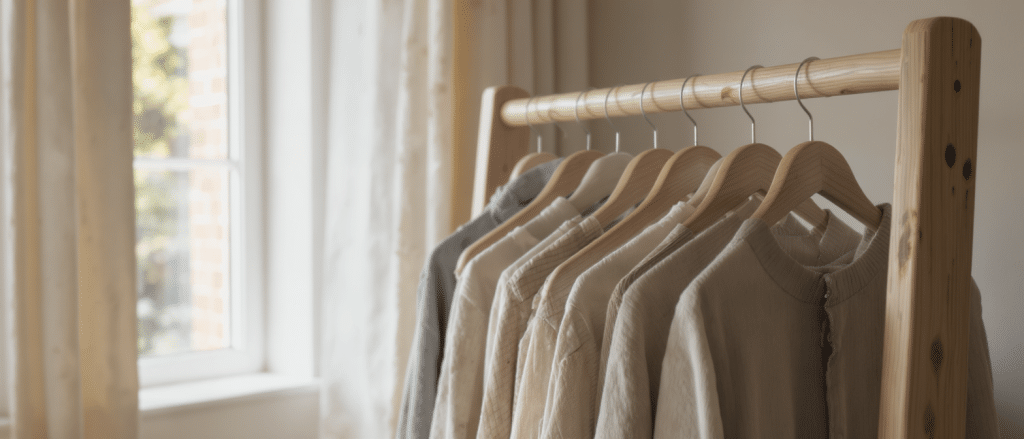 découvrez le portant à vêtements en bois, alliant élégance naturelle et fonctionnalité pour organiser votre espace avec style et raffinement.