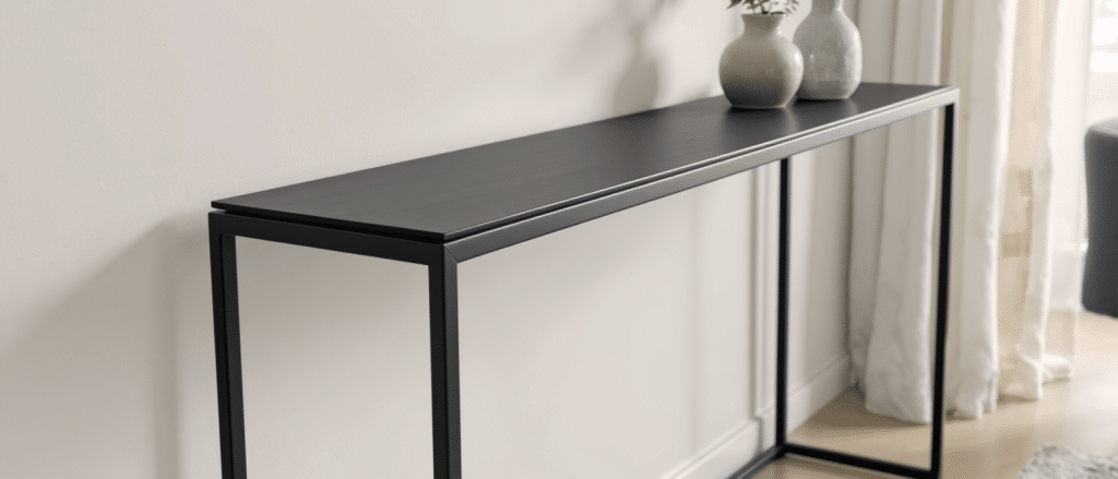 découvrez notre console en métal noir, l'alliance parfaite d'élégance et de modernité pour sublimer votre intérieur avec style et raffinement.